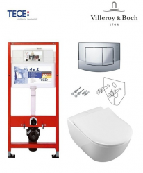 TECE Комплект инсталляции TECEbase kit (4в1) с подвесным унитазом Villeroy&Boch Subway 2.0  c крышкой Slimseat - фото